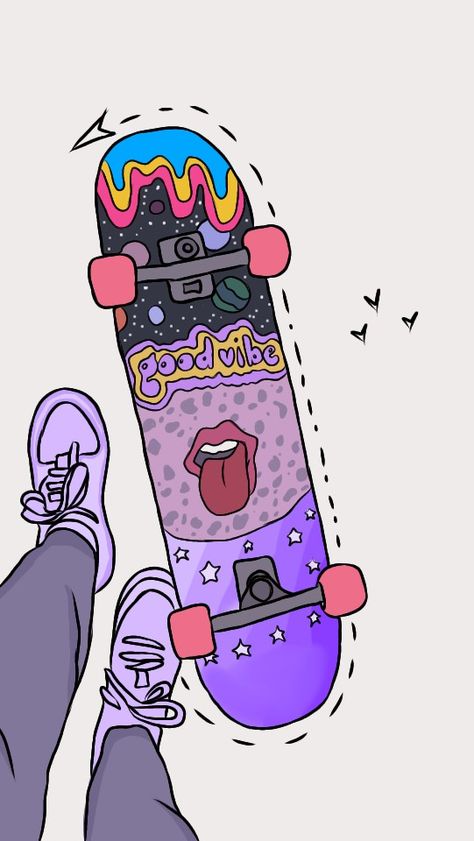 Skateboard Drawing Ideas, Skateboard Drawing Aesthetic, Skate Drawing Skateboards, How To Draw A Skateboard, Skateboard Drawing Easy, Skateboard Aesthetic Design, Skateboard Drawings, Draw Skateboard, Skate Drawing