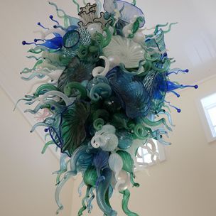 Modern Chandelier Foyer, Art Chandelier, Hand Blown Glass Chandelier, Blown Glass Chandelier, Hand Blown Glass Art, Custom Chandelier, Glass Light Fixture, Murano Chandelier, Blown Glass Art