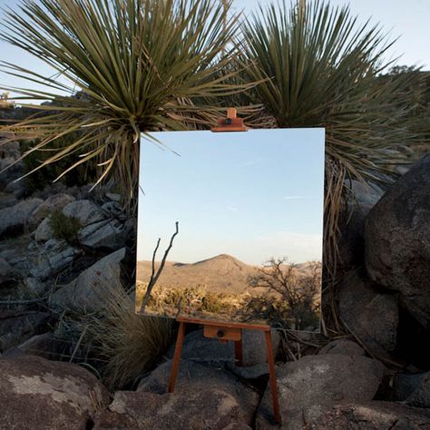 Desert Landscape Painting, Photography Gcse, Landscape Mirror, Illusion Photography, Reflections Photography, Mirror Magic, Mirror Photography, Reflection Photography, Craft Painting