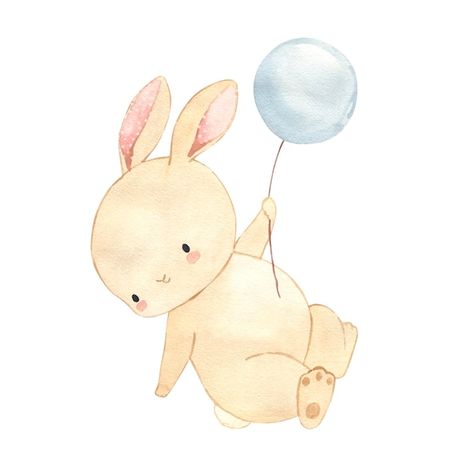 Vector watercolor bunny on balloon illus... | Premium Vector #Freepik #vector #baby-rabbit #cute-watercolor #watercolor-baby #baby-shower-watercolor Rabbit Illustration Design, Rabbit Watercolor, Watercolor Rabbit, Baby Print Art, Balloon Illustration, Baby Rabbit, Rabbit Illustration, Baby Bunny, Business Card Maker