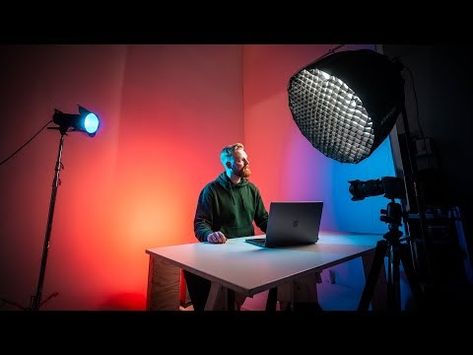 Easy Cinematic Lighting Setup for YouTube Videos (only 3 lights) - YouTube Youtube Video Setup, Podcast Lighting, Cinematic Lighting Setup, Video Lighting Setup, Youtube Setup, Light Setup, Podcast Studio, Cinematic Lighting, Lighting Setups