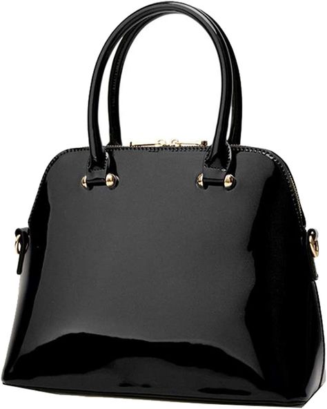 Women's Patent Leather Totes Elegant Handbag Evening Bag Top Handle Purse Shell Bag Church Purse Shell Bag, Patent Leather Bag, Leather Totes, Patent Leather Handbags, Leather Handbags Tote, Shoulder Messenger Bag, Zipper Bags, Black Patent Leather, Handbag Backpack