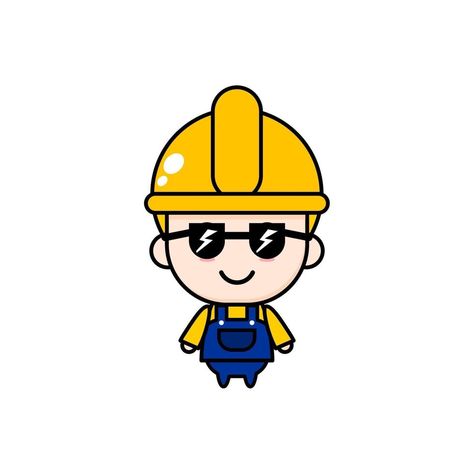 diseño de vector de chibi ingeniero de dibujos animados lindo Clip Art