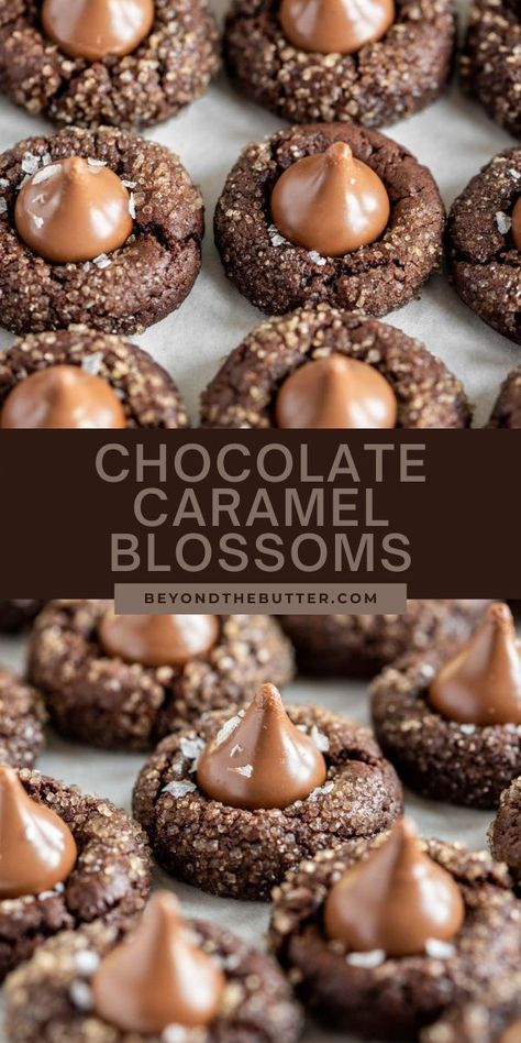 Holiday Baking List, Resepi Biskut, Holiday Baking Recipes, Blossom Cookies, Low Carb Dessert, Oreo Dessert, Crinkle Cookies, Chocolate Caramel, Easy Chocolate