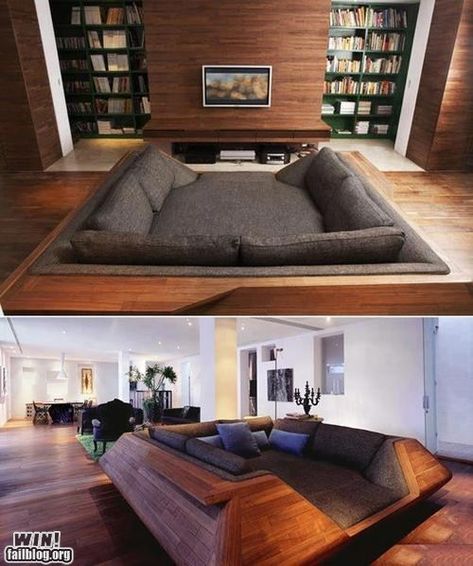 I'm thinking that couches like this would rock in the movie room. Pool Sofa, Koti Diy, Home Cinema, Home Cinemas, Design Living Room, Design Case, 인테리어 디자인, My Dream Home, تصميم داخلي