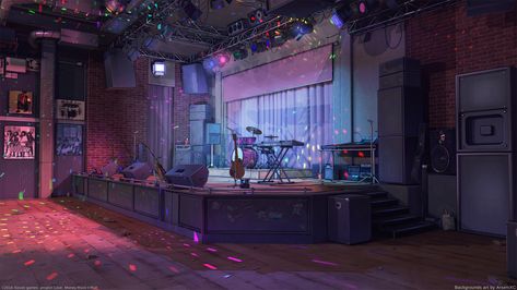 ArtStation - Bar and Club, Arseniy Chebynkin Night Club Drawing, Anime Club Background, Night Club Background, Club Background, Background Artist, Guitar Artwork, Novel Game, Casa Anime, Episode Interactive Backgrounds