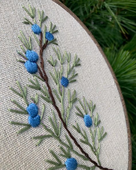 Blueberry Branch, Juniper Branch, Branch Embroidery, Basic Stitches, Simple Design, Simple Designs, Link In Bio, To Start, Coin Purse