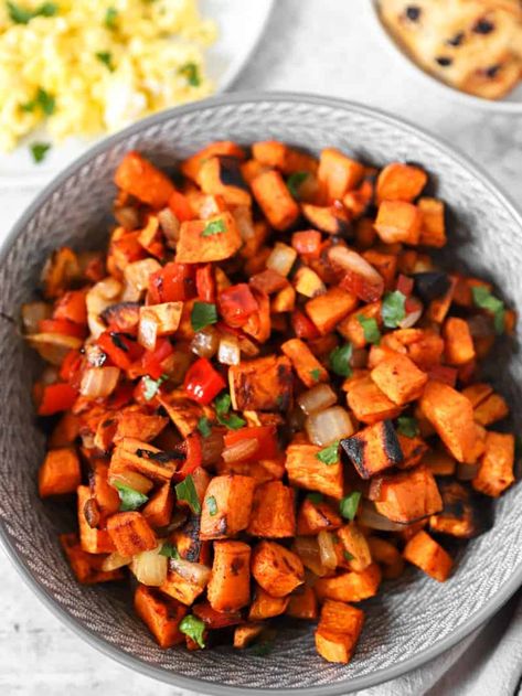 Sweet Potato Home Fries - A Seasoned Greeting Sweet Potato Home Fries Breakfast, Heart Healthy Meal Plan, Potato Home Fries, Breakfast Sweet Potatoes, Sweet Potato Home Fries, Brunch Lunch Ideas, Potato Recipes Healthy, Potato Fries Baked, Making Sweet Potato Fries