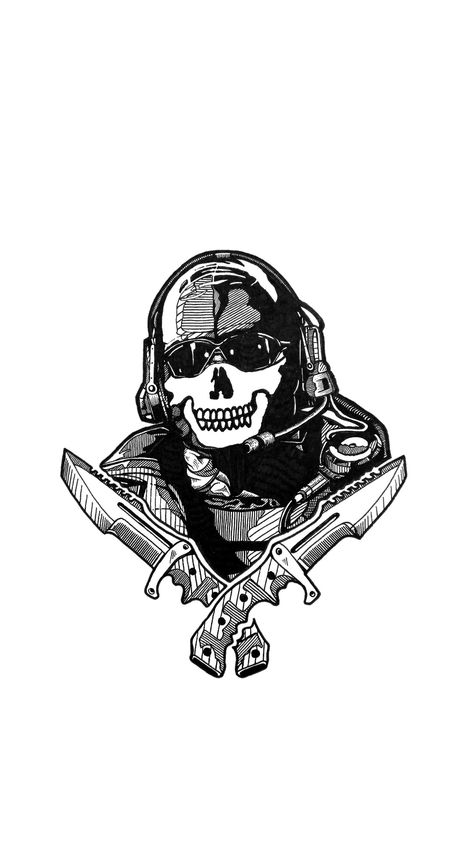 Ghost Call Of Duty Drawing, Ghost Call Of Duty, Original Wallpaper, Call Of Duty, Hd Wallpaper, Ghost, Black And White, White, Black