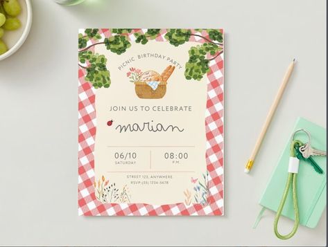 Turn your birthday celebration into an unforgettable event with our beautifully designed digital invitation template. Picnic Theme Invitations, Picnic Invitations, Picnic Birthday Party, Picnic Theme, Outdoor Gathering, Picnic Birthday, Christmas Invitations, Picnic Party, Invitation Digital