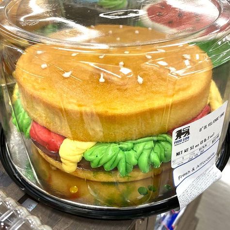 Weird Desserts, Grocery Store Cake, Cheeseburger Cake, Giant Cake, Golden Cake, Summer Cakes, Chocolate Icing, Food Lion, Ice Cream Cake