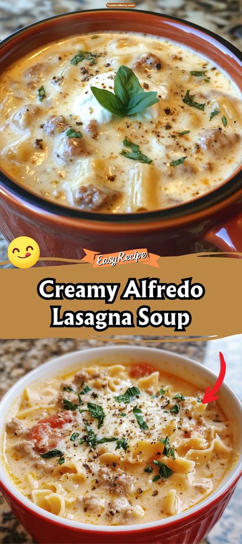 Alfredo Lasagna Soup, Pasta Cheese, Alfredo Lasagna, Lasagna Soup Recipe, Traditional Lasagna, Lasagna Noodles, Garlic Soup, Classic Lasagna, Healthy Weeknight Meals