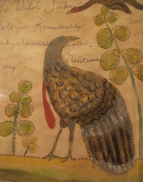 Wonderful Turkey Primitive Turkey, Fraktur Art, Notforgotten Farm, Primitive Painting, Flower Sketch, Bird Quilt, Hooked Rug, Gobble Gobble, Hooked Rugs