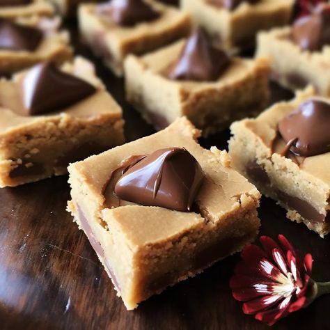 Peanut Blossom Bars, Peanut Butter Blossom Bars, Blossom Bars, Peanut Butter Blossom, Easy Bar, Peanut Butter Blossom Cookies, Family Snacks, Peanut Butter Cookie Dough, Blossom Cookies