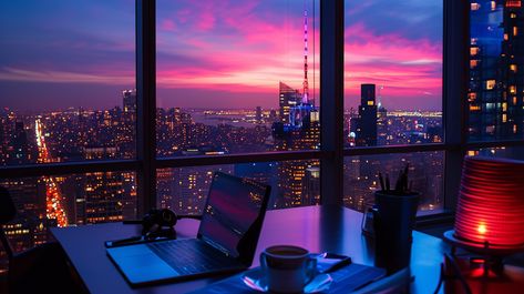 Embracing the elegance of city living with a breathtaking skyline as my backdrop. A refined workspace boasting luxury and a touch of sophistication. #MetropolitanElegance #CityLuxe #LuxuryWorkstation City View Apartment Wallpaper, Lofi Laptop Wallpaper, Office Pc Wallpaper, Hd Wallpaper 1080x1920 Desktop Laptop, Lofi Pictures, Luxury Baddie, Study Productivity, Apartment Wallpaper, Hong Kong City