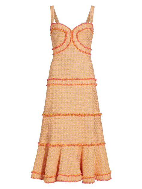 Fashions to Fall For  – saks fifth avenue Pink Tweed Dress, Casual Christmas Party Outfit, Alexis Dress, Target Dress, Pink Tweed, Sunset Orange, Orange And Pink, Tweed Dress, Tier Skirt