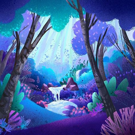 #backgroundart hashtag on Instagram • Photos and Videos Waterfall Illustration, Vibrant Color Schemes, Environment Painting, Paintings And Drawings, Background Drawing, Book Illustration Art, Image Painting, Art Corner, Fantasy Paintings