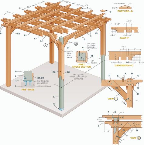 Pergola Plans:  How to Build Your Own Pergola Pergola Modern, Pergola Metal, Pergola Diy, Patio Pergola, Building A Pergola, Pergola Lighting, Metal Pergola, Pergola Design, Wooden Pergola