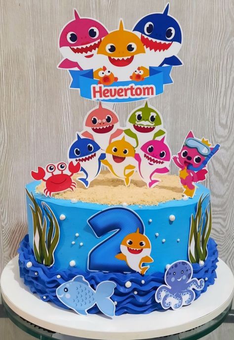 #babyshark#babysharkcake# Kue Ulang Tahun Baby Shark, Baby Shark Birthday Cake Boy, Baby Shark Cake Topper Printable, Baby Shark Birthday Party Boy Cake, Baby Shark Cake Boy, Fish Themed Cake, Baby Shark Cake Ideas, Baby Shark Theme Cake, Baby Shark Topper