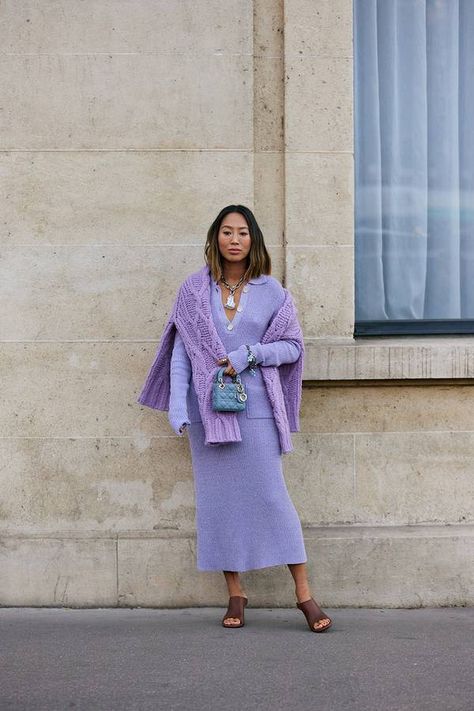 Something Purple, Get Out Of My Head, Colorful Outfit, Dopamine Dressing, Giovanna Battaglia, Canadian Winter, Color Combinations For Clothes, Monochromatic Outfit, Colour Trends