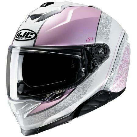 Gender: Womens Helmet Category: Street Helmet Type: Full-face Helmets Color: Semi-Flat Pink (MC-8SF) Size: X-Large Market Color: Semi-Flat Pink (MC-8SF) Primary Color: Pink The i71 pushes the boundaries for a Sport-Touring model with its new sleek shell design. . The Advanced Polycarbonate helmet now has 3 shells throughout the 6 available sizes to help optimize weight and comfort for the rider. The rearranged top vent with enlarged mouth vents allows increased air intake and ventilation. . Also Hjc Helmets, Womens Motorcycle Helmets, Full Face Motorcycle Helmets, Motorbike Helmet, Sport Touring, Shell Design, Full Face Helmets, Motorcycle Riders, Ventilation System