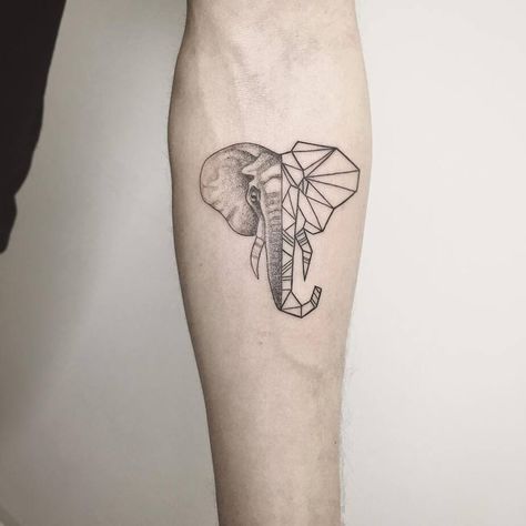 Geometric Elephant Tattoo, Small Inspirational Tattoos, Elephant Tattoo Meaning, Infected Tattoo, Small Colorful Tattoos, Tattoo Band, Geometric Elephant, Small Quote Tattoos, Elephant Tattoo Design