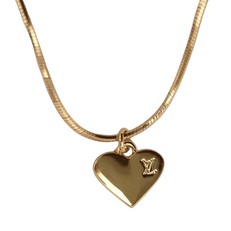 Luxury Gold Necklace, Lv Necklace, Gold Necklace With Pendant, Repurposed Louis Vuitton, Gold Chunky Necklace, Heart Gold Necklace, Louis Vuitton Necklace, Beautiful Gold Necklaces, Heart Shaped Pendant