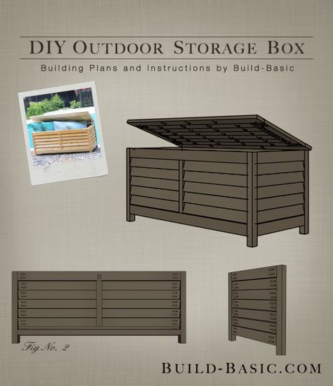 Build an Outdoor Storage Box // Get the DIY Building Plans at Build-Basic.com Deck Box Diy, Outdoor Storage Buildings, Diy Outdoor Storage, Outdoor Storage Bench, Deck Storage, Diy Rangement, Patio Storage, Box Building, Deck Box Storage