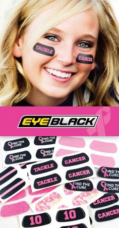 Glitter Eye Black, Eye Black Designs, Football Costume, Meal For One, Stickers Collection, Football Cheer, Black Designs, Pink Eye, Pink Out