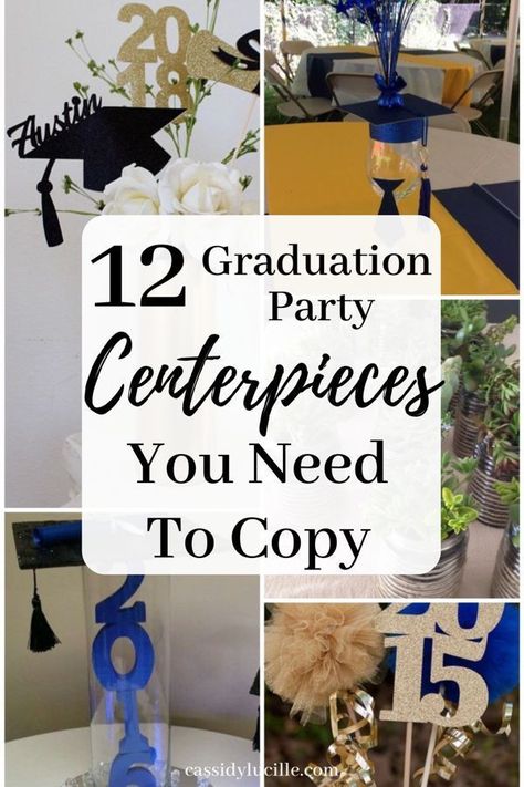 High School Graduation Party Centerpieces, High School Graduation Party Food, High School Graduation Party Themes, Vintage Graduation Party, Centerpieces Graduation, Boys High School Graduation Party, Boys Graduation Party, Rustic Graduation Party, Diy Graduation Decorations Party