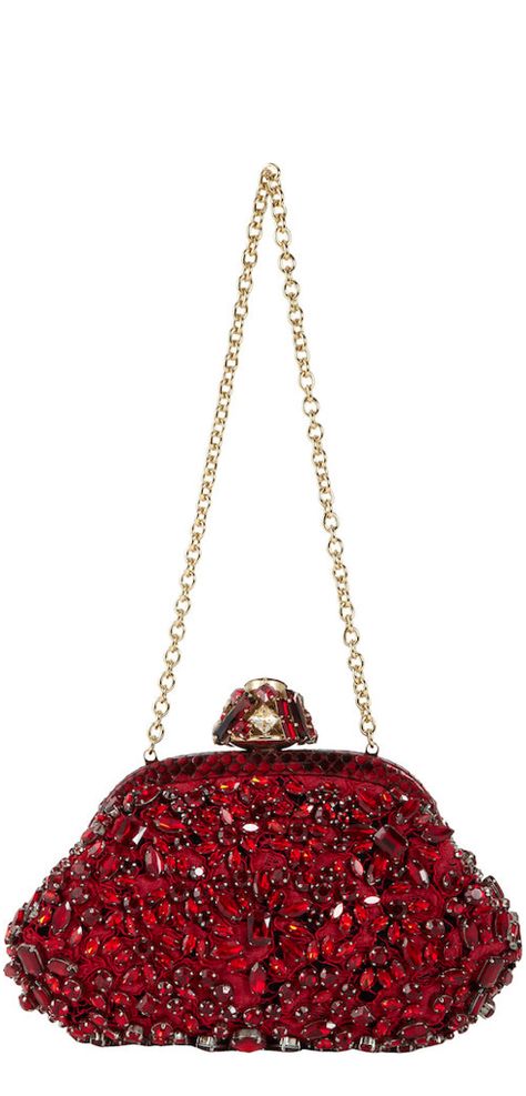 Dolce & Gabbana Miss Dea Embellished Clutch in RedRed crystal embellished clutch with detachable gold chai Embellished Clutch, Red Purse, Handbag Heaven, Vintage Purses, Beaded Purses, Dolce E Gabbana, Beaded Bags, Wearing Red, Womens Purses