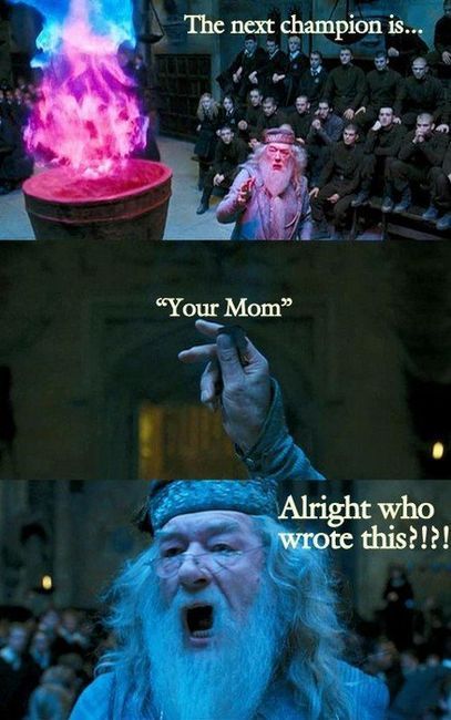 Even the Mighty Dumbledore is not immune to a "your mom" joke... Meme Harry Potter, Hery Potter, Harry Potter Funny Pictures, Meliodas And Elizabeth, Glume Harry Potter, Tapeta Harry Potter, Funny Harry Potter Jokes, Harry Potter Memes Hilarious, Harry Potter Puns