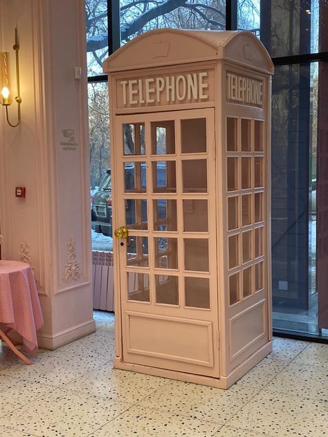 British Telephone Booth, Party Rentals Business, Candy Wall, Avenue Of Stars, Audio Guest Book, Telephone Box, Telephone Booth, Pastel House, Mud Kitchen