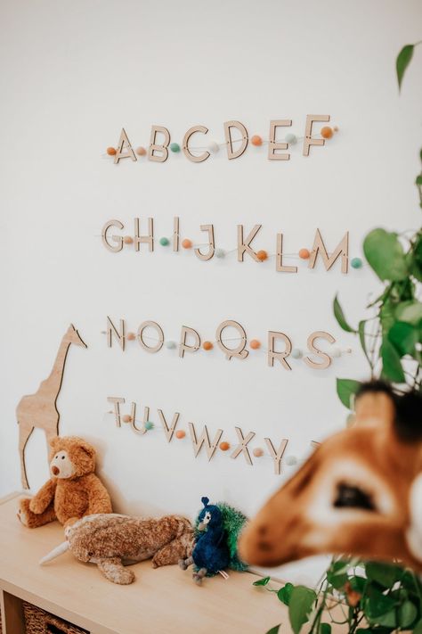 Alphabet Wall Decor, Alphabet Sign, Letters Wall Decor, Alphabet Banner, Kids Sports Room, Educational Decor, Alphabet Signs, Playroom Signs, Name Wall Decor