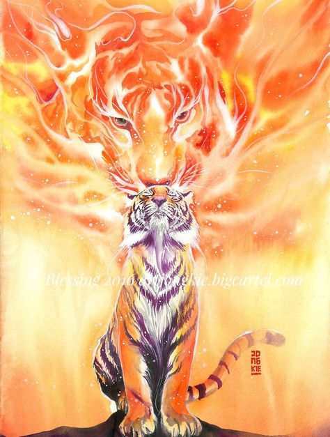 I Create Animal Spirits Through Watercolor Tiger Spirit Animal, Art Tigre, Tiger Drawing, Big Cats Art, Tiger Art, Lion Art, Mythical Creatures Art, Art Et Illustration, Arte Animal