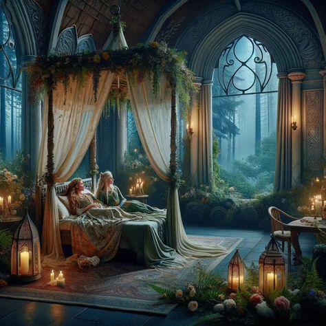 Off to bed in the woodland palace after a long day. #valkyrieandnymph #fantasy #fantasyart #fantasybooks #fantasyai #aifantasyart #aiart #aiartwork #aiartcommunity #ai #digitaldrawing #digitalartist #digitalpainting #digitalillustration #digitalcreator Fantasy Court, Writing Inspiration Characters, Cuddles In Bed, Fantasy Rooms, Fantasy Love, Fantasy Pictures, A Court Of Mist And Fury, Fantasy Setting, Fantasy Novel