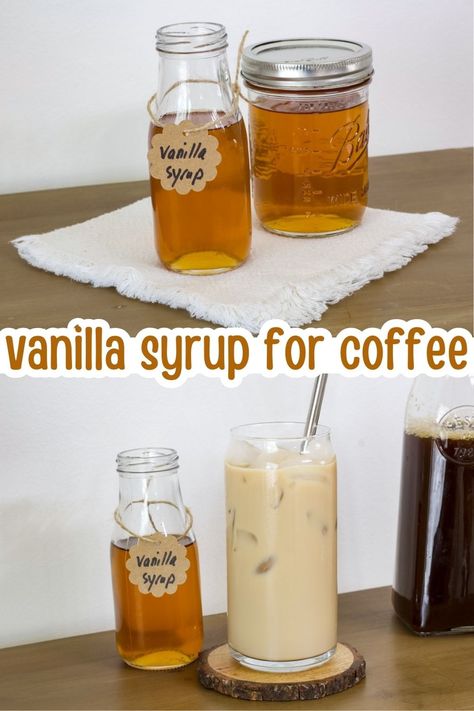 Copycat Starbucks Vanilla Syrup, How To Make Vanilla Syrup, Homemade Latte Syrup, Diy Vanilla Syrup, Starbucks Vanilla Syrup Recipe, Vanilla Syrup Recipe, Sugar Free Syrup Recipe, Vanilla Coffee Syrup, Homemade Vanilla Syrup