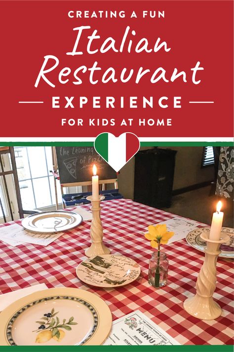 Need a fun activity for your weekend at home? How about creating a restaurant! Here are free Printables like menus, Italy-themed "Would You Rather", and "Learn Italian" for your fun night-in. Now, just get out the china you never use, light some candles, and turn on Italian dinner music! Your whole family will have fun creating this little escape! Restaurant Experience, Italian Dinner Party, Italian Night, Italian Party, Italian Theme, Restaurant Themes, Dinner Party Themes, Learn Italian, Family Fun Night