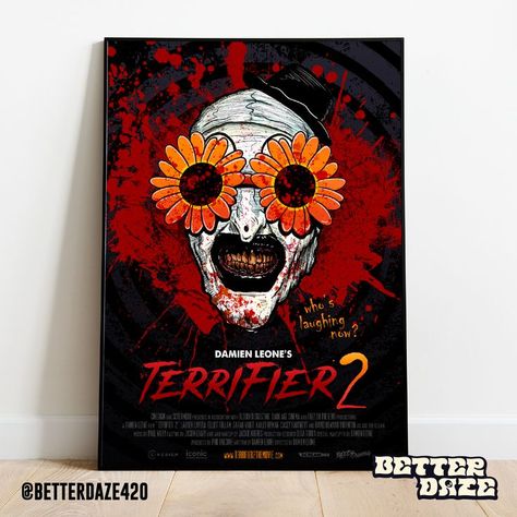 Do you have a Terrifier fan or horror fan in your life? Grab this cute gift for them, Art The Clown Terrifier 2 Sunflower Sunglasses. Grab this present for your husband, wife, boyfriend, girlfriend, family, friends or someone special! Perfect for birthdays, holidays, Valentine's day, & Christmas! Sunflower Sunglasses, Horror Movie Decor, Terrifier 2, Art The Clown, Movie Posters Design, Horror Movie Posters, Alternative Movie Posters, The Clown, Poster Poster