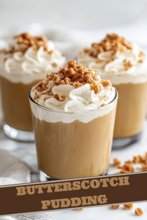 There's nothing quite like a serving of this homemade butterscotch pudding. The rich caramel flavor and velvety smooth texture are a dessert dream. Butterscotch Pudding Pie, Butterscotch Pie Recipe, Butterscotch Pudding Recipes, Butterscotch Desserts, Homemade Butterscotch, Butterscotch Pie, Creamy Pudding, Homemade Pudding, Pudding Pies