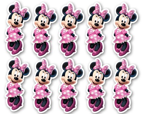 Minnie Mouse Cupcake Toppers, Minnie Mouse Cupcake, Minnie Mouse Cake Topper, Minnie Mouse Cupcakes, Birthday Party Crafts, Minnie Mouse Cake, Unicorn Stickers, Minnie Mouse Birthday Party, Mini Mouse