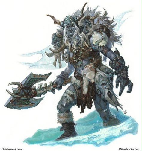 The frost giant everlasting one from Volo's Guide to Monsters is an upgraded version of your standard frost giant. They have the power of a frost giant with the regenerative abilities of a troll! Frost Giant, Beast Creature, D D Monsters, Pathfinder Rpg, Dnd Monsters, Fantasy Monster, Norse Mythology, Fantasy Rpg, Monster Art