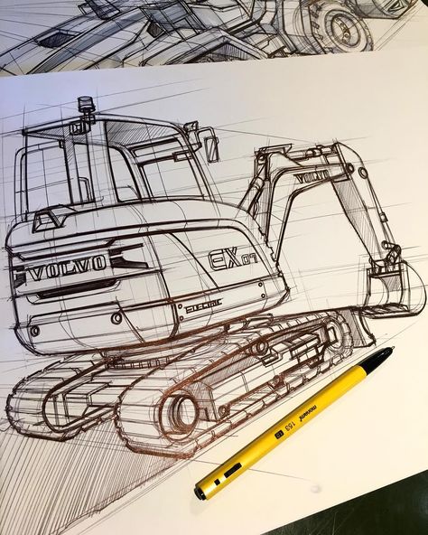 Mining Logo, Art Tutor, Coastal Birds, Technical Illustration, Heavy Machinery, Car Sketch, Construction Vehicles, Car Body, Construction Equipment