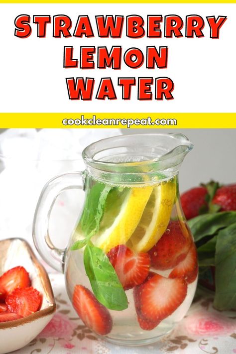 Strawberry Lemon Water Recipe, Strawberry Lemon Water, Water With Fruit, Fruit Waters, Starbucks Strawberry Acai Refresher, Hot Water With Lemon, Fruit Drinks Recipes, Tart Strawberry, Lemon Infused Water