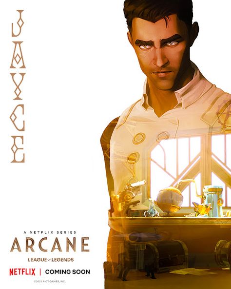 ARCANE Character Posters & Trailer Arcane Poster, Jayce Arcane, Jhin League Of Legends, League Of Legends Poster, League Legends, First Animation, Movie Covers, Riot Games, Lol League Of Legends