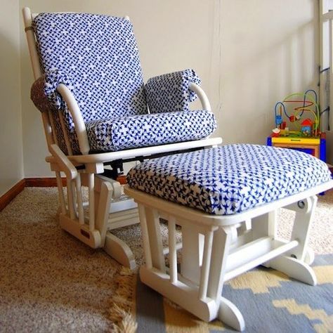 10 DIY Glider & Rocker Makeovers. ...I have 2 gliders in need of a redo. Glider Redo, Glider Makeover, Glider Slipcover, Glider Rocker Cushions, Glider Cushions, Glider Rocker, Upholstery Diy, Baby Nursery Furniture, Classroom Design