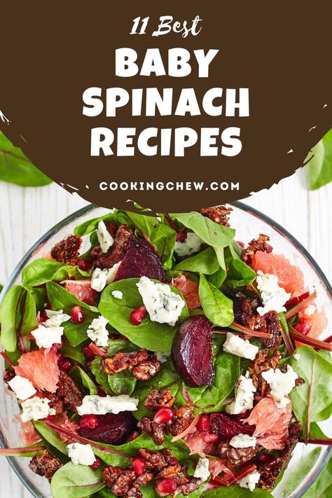 Recipes With Baby Spinach, Baby Spinach Salad Recipes, Fresh Spinach Recipes Easy, Canned Spinach Recipes, Spinach Mushroom Frittata, Creamy Chicken Spinach Pasta, Fresh Spinach Recipes, Easy Spinach Recipes, Baby Spinach Salad