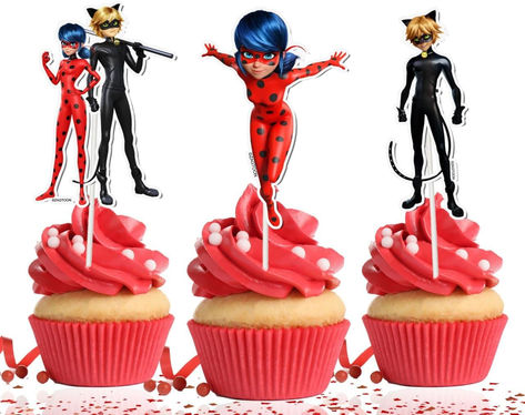 Miraculous Ladybug Cupcake Toppers for Kids. Cartoon Miraculous Ladybug Theme Birthday Party Supplies. #ad #miraculousladybug #cupcaketoppers #miraculous #ladybug Miraculous Ladybug Cupcake Toppers, Miraculous Cupcakes, Miraculous Ladybug Cupcakes, Cupcakes Ladybug, Ladybug Theme Party, Miraculous Ladybug Party, Ladybug Cupcakes, Black Ladybug, Ladybug Decorations