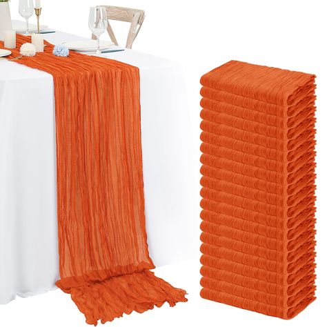 PRICES MAY VARY. 100% Polyester 🍊【Package Include】You will get 20 pieces of 10ft length cheese cloth table runner, the quantity is sufficient for your daily use and replacement needs, which is perfect for home decor, wedding and party table decoration. There are lots of different colors for you to choose. 🍊【Soft and Durable Material】Handmade, hand dyed table runner. The edges are carefully stitched to keep a perfect flowing condition. These romantic table runners are made of 100% Cotton Cheese Orange Cheesecloth Table Runner, Fire Party, Fire Theme, Table Runner For Wedding, Gauze Table Runner, Cheesecloth Table Runner, Long Table Runner, Romantic Table, Party Table Decorations