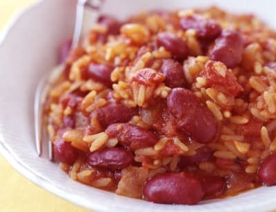 Slow Cooker Red Beans and Barley Recipe | Weight Watchers Crockpot Sides, Slow Cooker Red Beans, Vegetarian Bacon, Red Beans And Rice Recipe, Red Beans N Rice Recipe, Ww Food, Red Beans And Rice, Rice Beans, Ww Freestyle